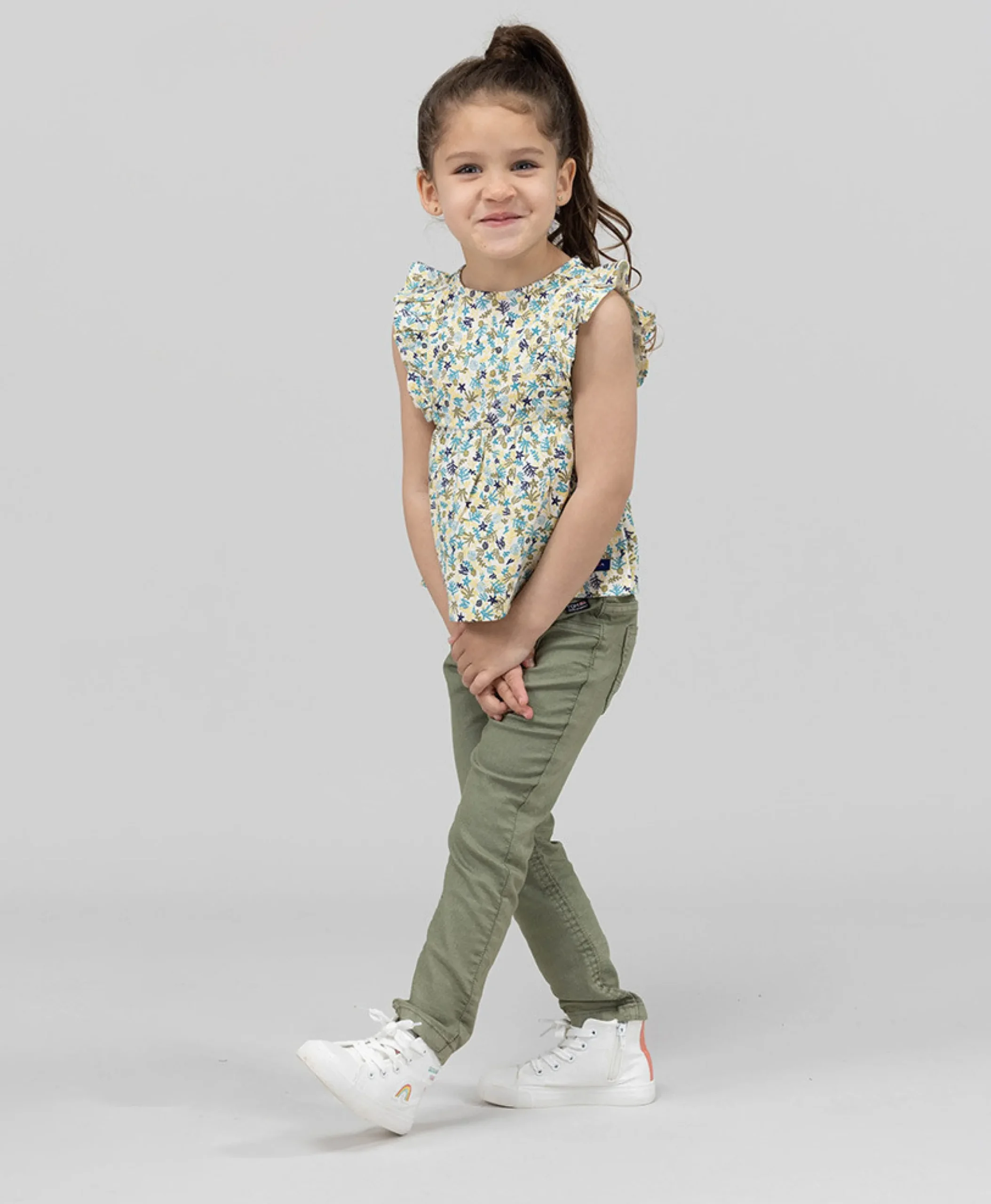 BLOUSE MC IMPRIME FOND GREGE ONEYMA