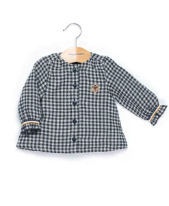BLOUSE ML CARREAUX INDIGO CHALOUSE