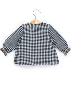 BLOUSE ML CARREAUX INDIGO CHALOUSE