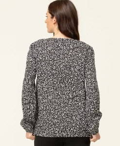 BLOUSE ML IMPRIME NOIR CAROX