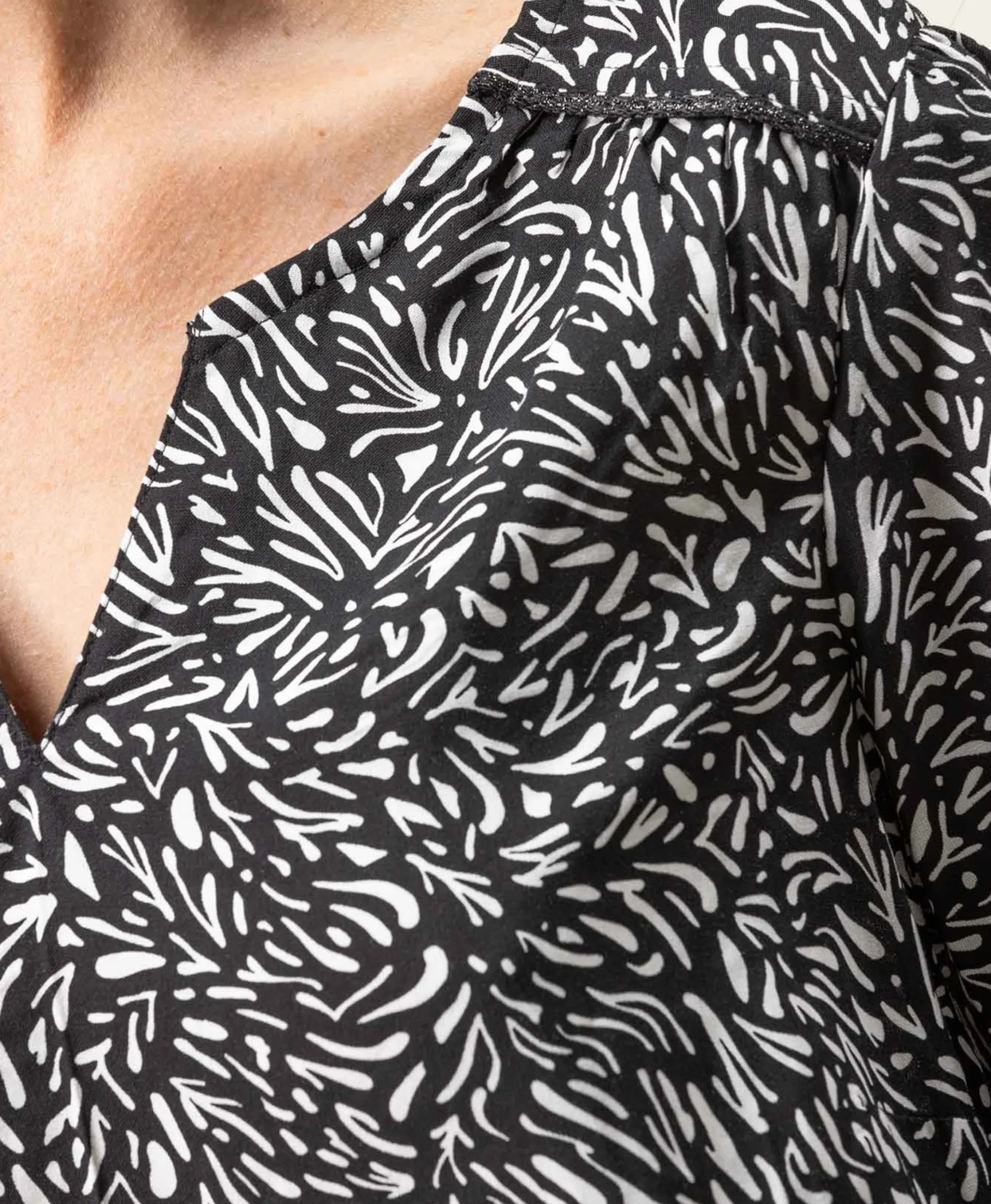 BLOUSE ML IMPRIME NOIR CAROX