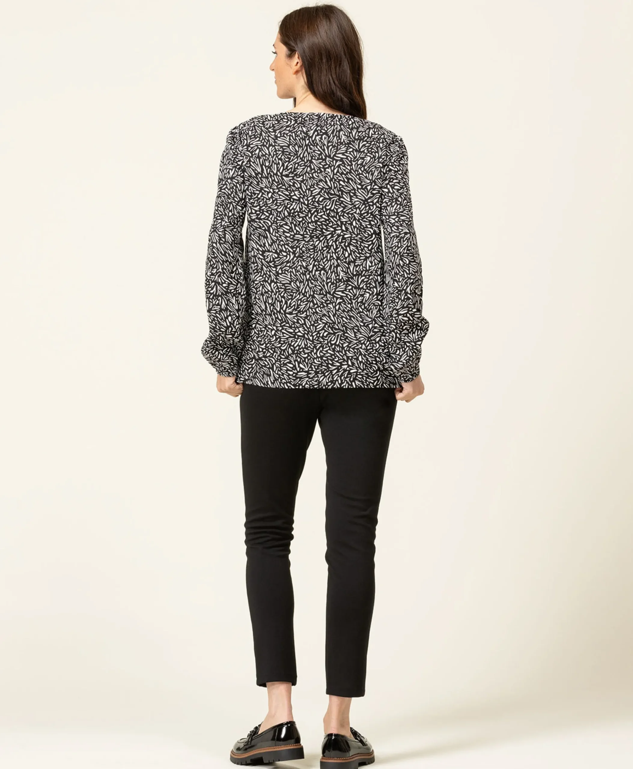 BLOUSE ML IMPRIME NOIR CAROX