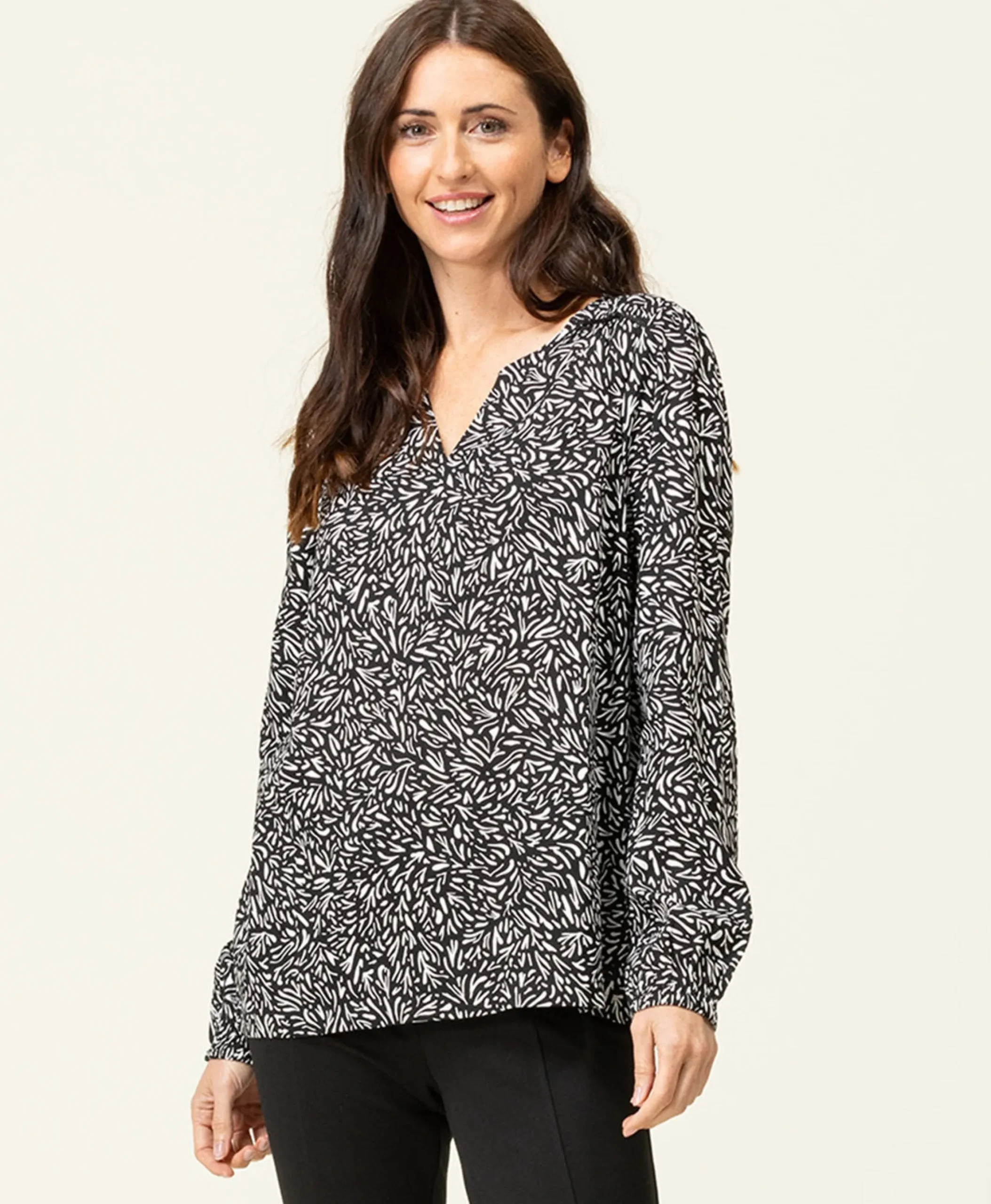 BLOUSE ML IMPRIME NOIR CAROX