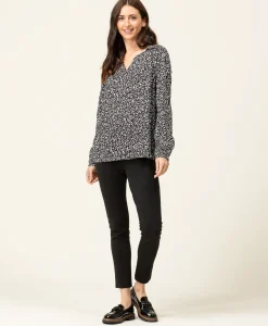 BLOUSE ML IMPRIME NOIR CAROX