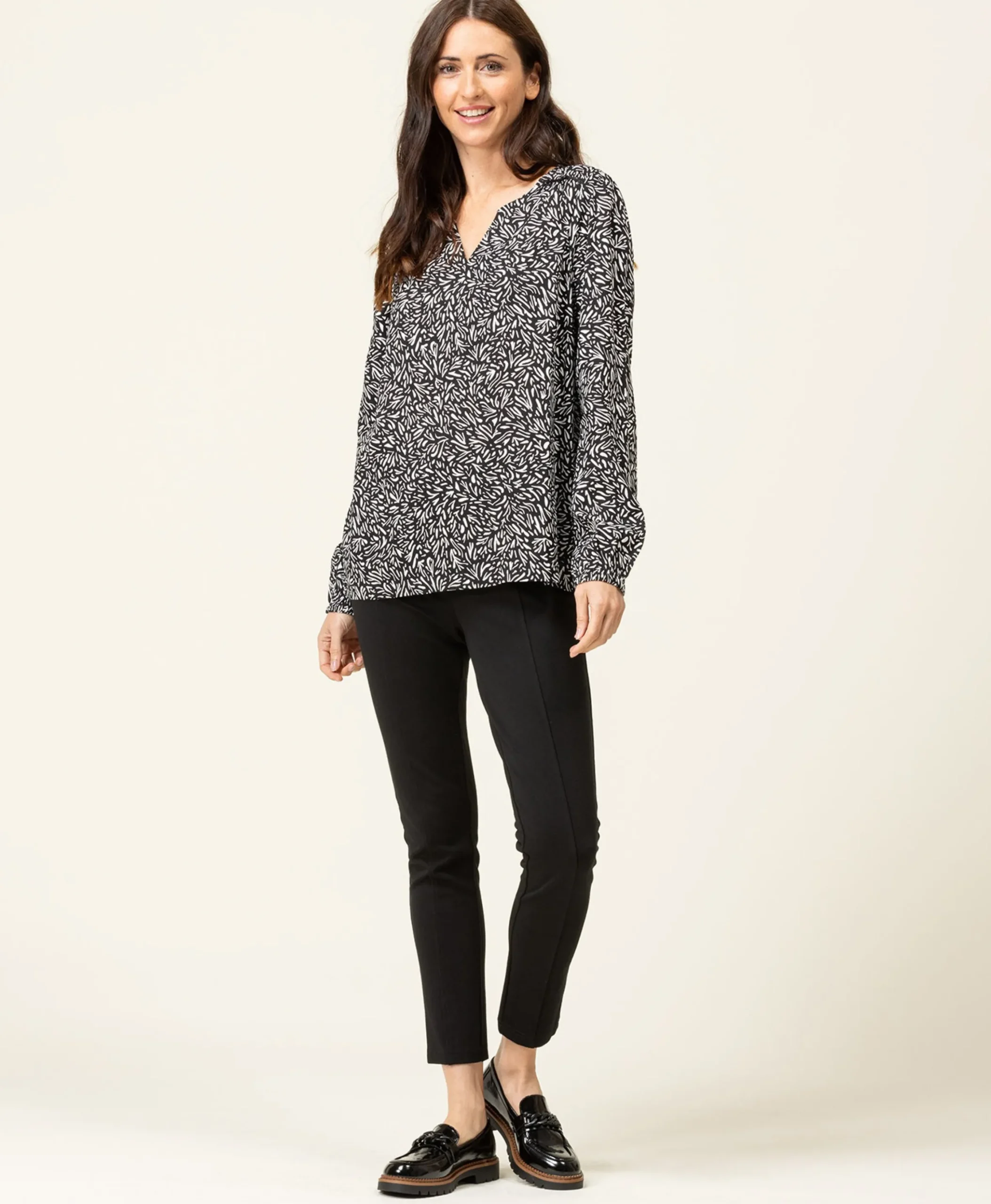 BLOUSE ML IMPRIME NOIR CAROX