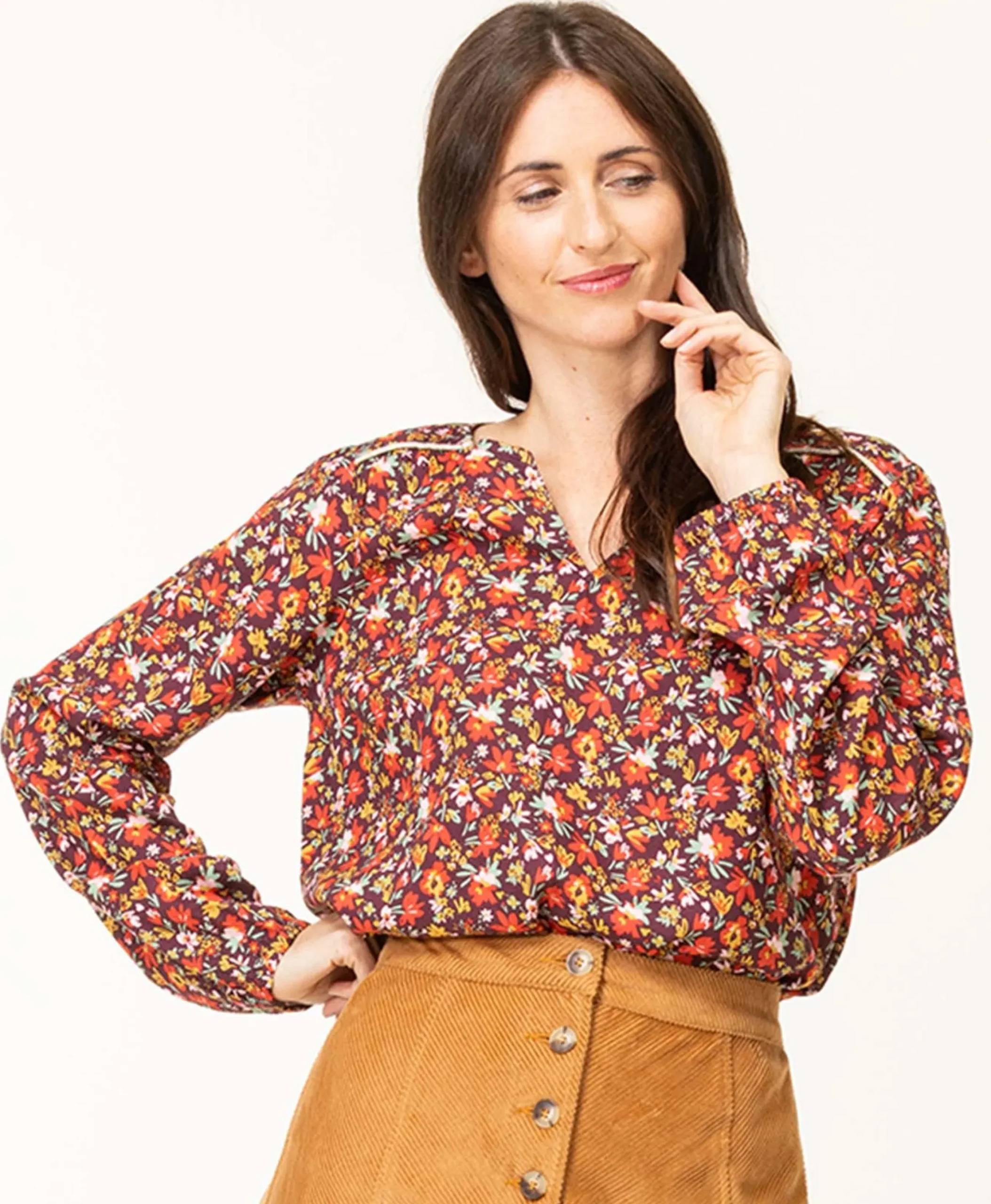 BLOUSE ML IMPRIME ROSE CAROX