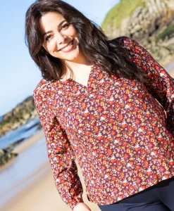 BLOUSE ML IMPRIME ROSE CAROX