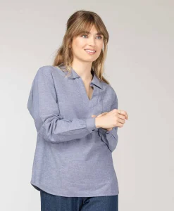 BLOUSE ML INDIGO COTOUEST