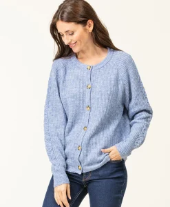 CARDIGAN TRICOT BLEU DELAVE GIPAK