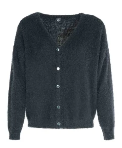 CARDIGAN TRICOT BLEU NUIT HISSER