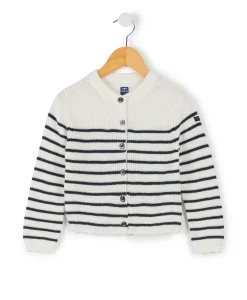 CARDIGAN TRICOT FOND NATUREL RAYE INDIGO ISEO