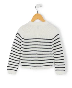 CARDIGAN TRICOT FOND NATUREL RAYE INDIGO ISEO