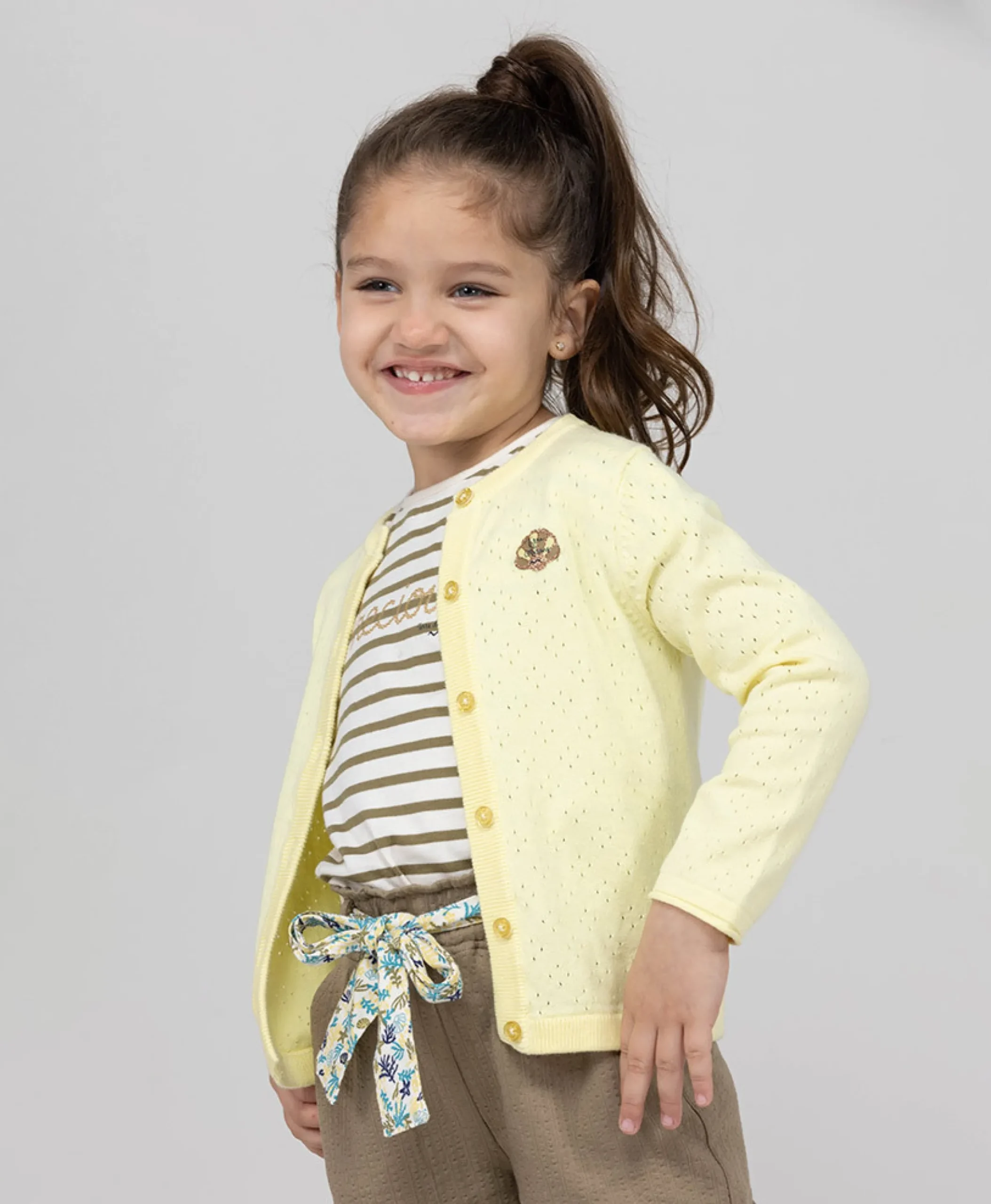 CARDIGAN TRICOT JAUNE BLANCHI IJOL