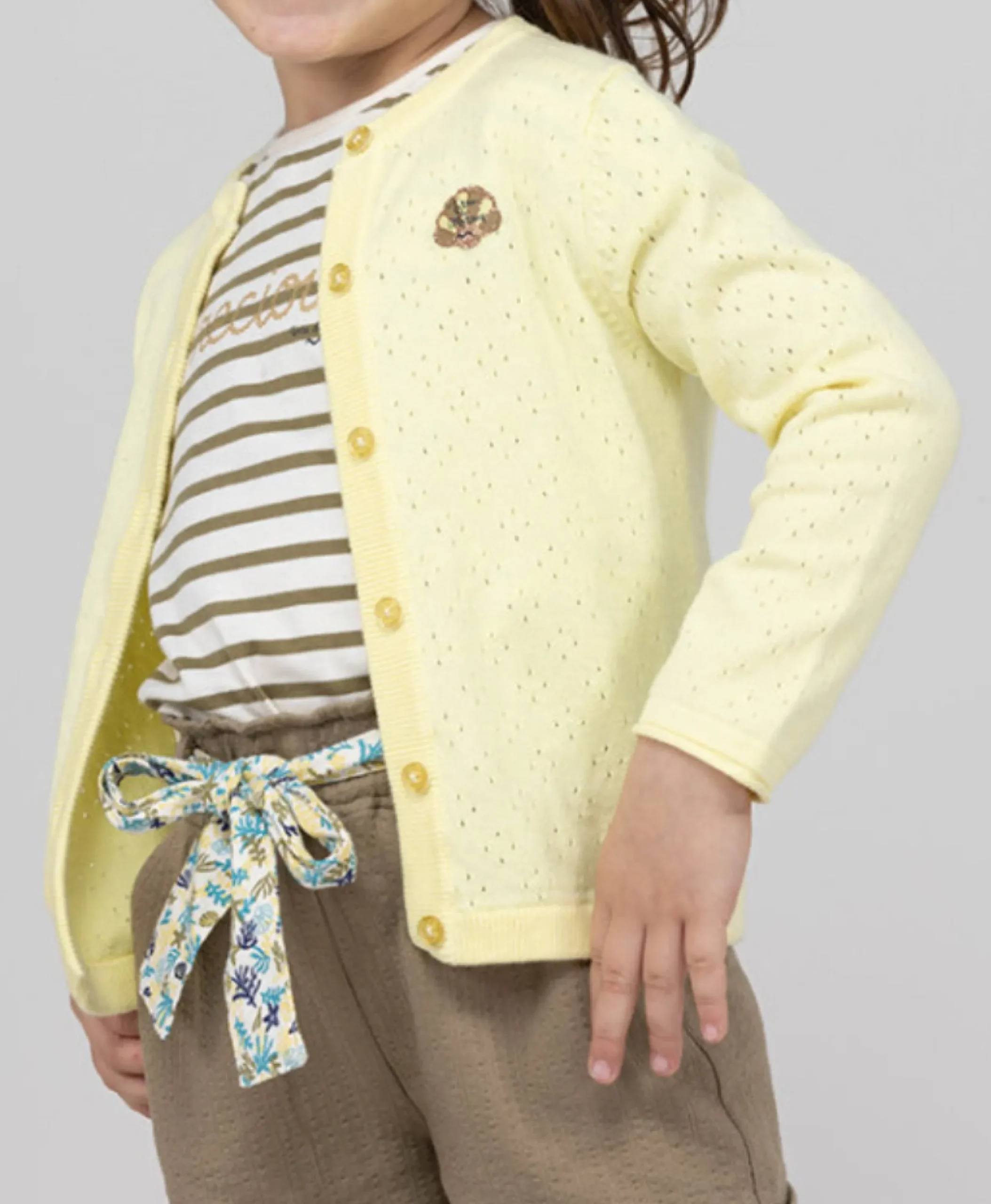 CARDIGAN TRICOT JAUNE BLANCHI IJOL