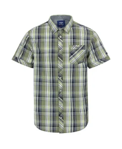 CHEMISE CHEMISIER MC CARREAUX VERT OLIVE ECARO