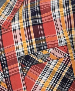 CHEMISE CHEMISIER MC CARREAUX ROUGE BRIQUE ECARO