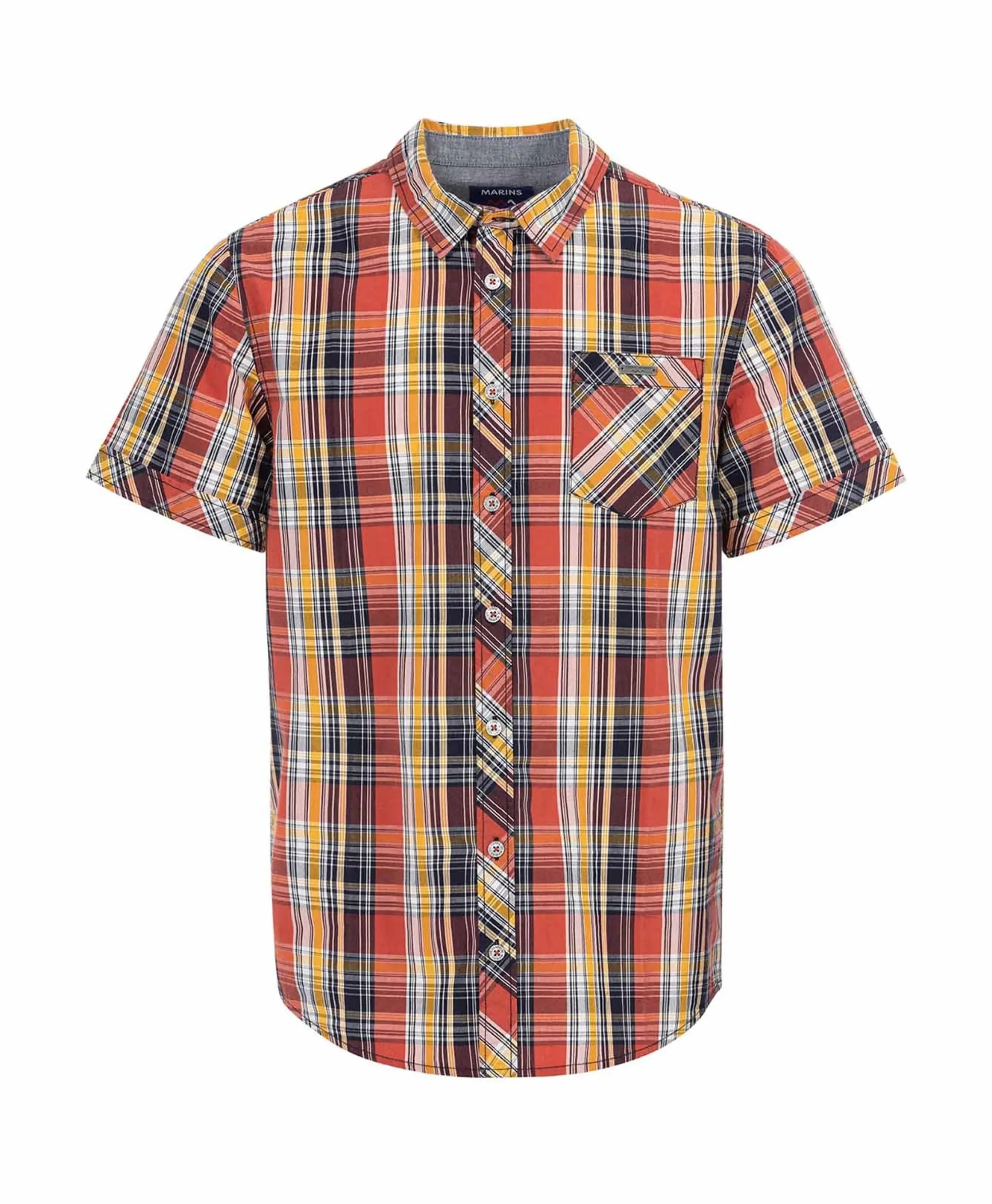 CHEMISE CHEMISIER MC CARREAUX ROUGE BRIQUE ECARO