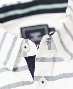 CHEMISE CHEMISIER MC FOND BLANC RAYE BLEU LORRIS