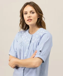 CHEMISE CHEMISIER MC RAYE BLANC / BLEU ESMI