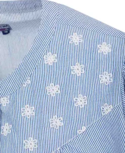 CHEMISE CHEMISIER MC RAYE BLANC / BLEU ESMI