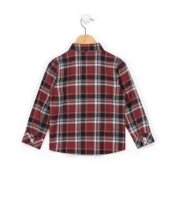 CHEMISE CHEMISIER ML CARREAUX GRENAT BOMICA