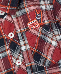 CHEMISE CHEMISIER ML CARREAUX GRENAT BOMICA