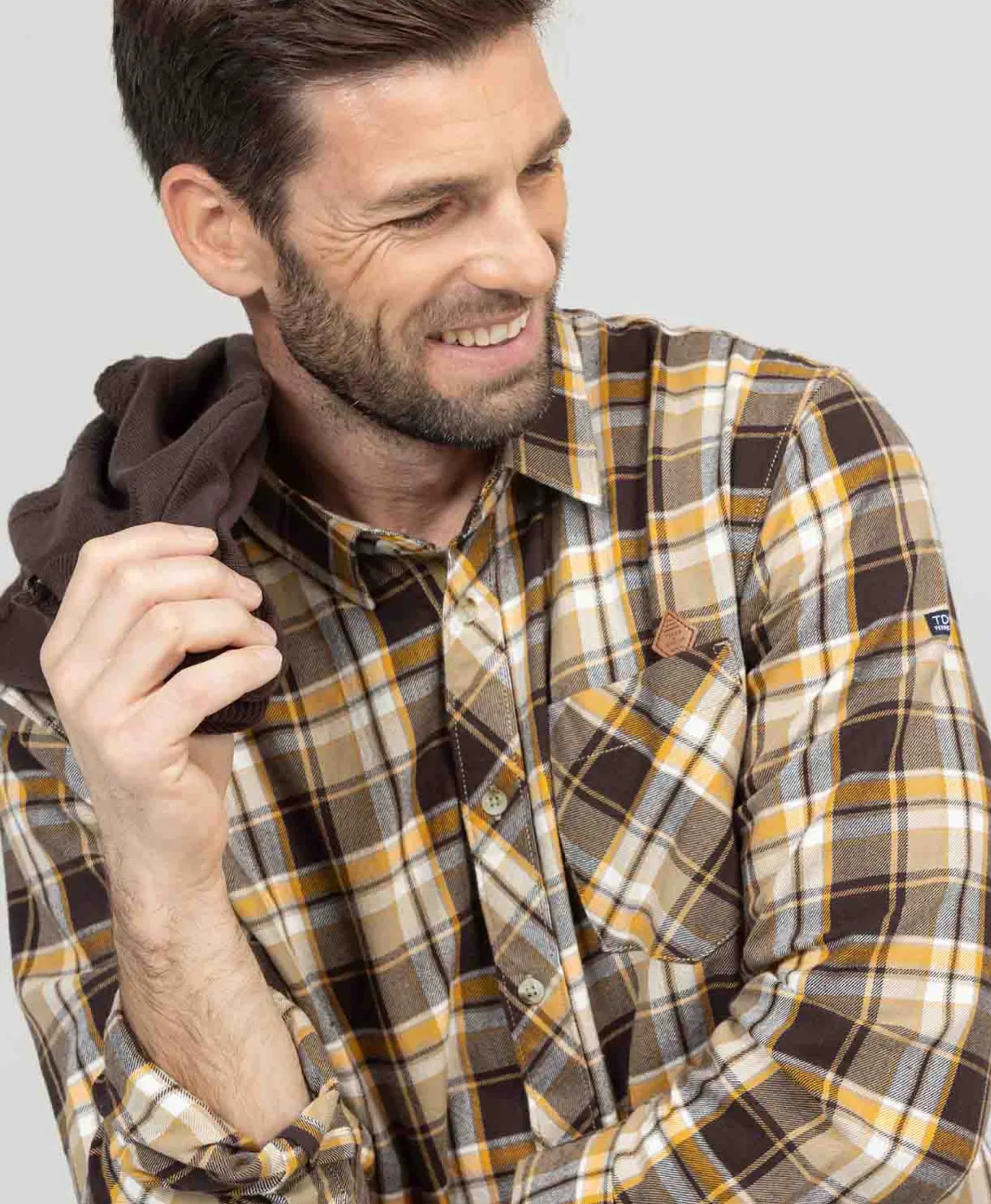 CHEMISE CHEMISIER ML CARREAUX CHOCOLAT FEDRA