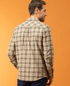 CHEMISE CHEMISIER ML CARREAUX CHOCOLAT CAROMU