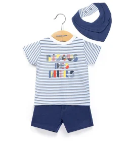 ENS SHORT + HAUT FOND BLANC RAYE BLEU RIKI