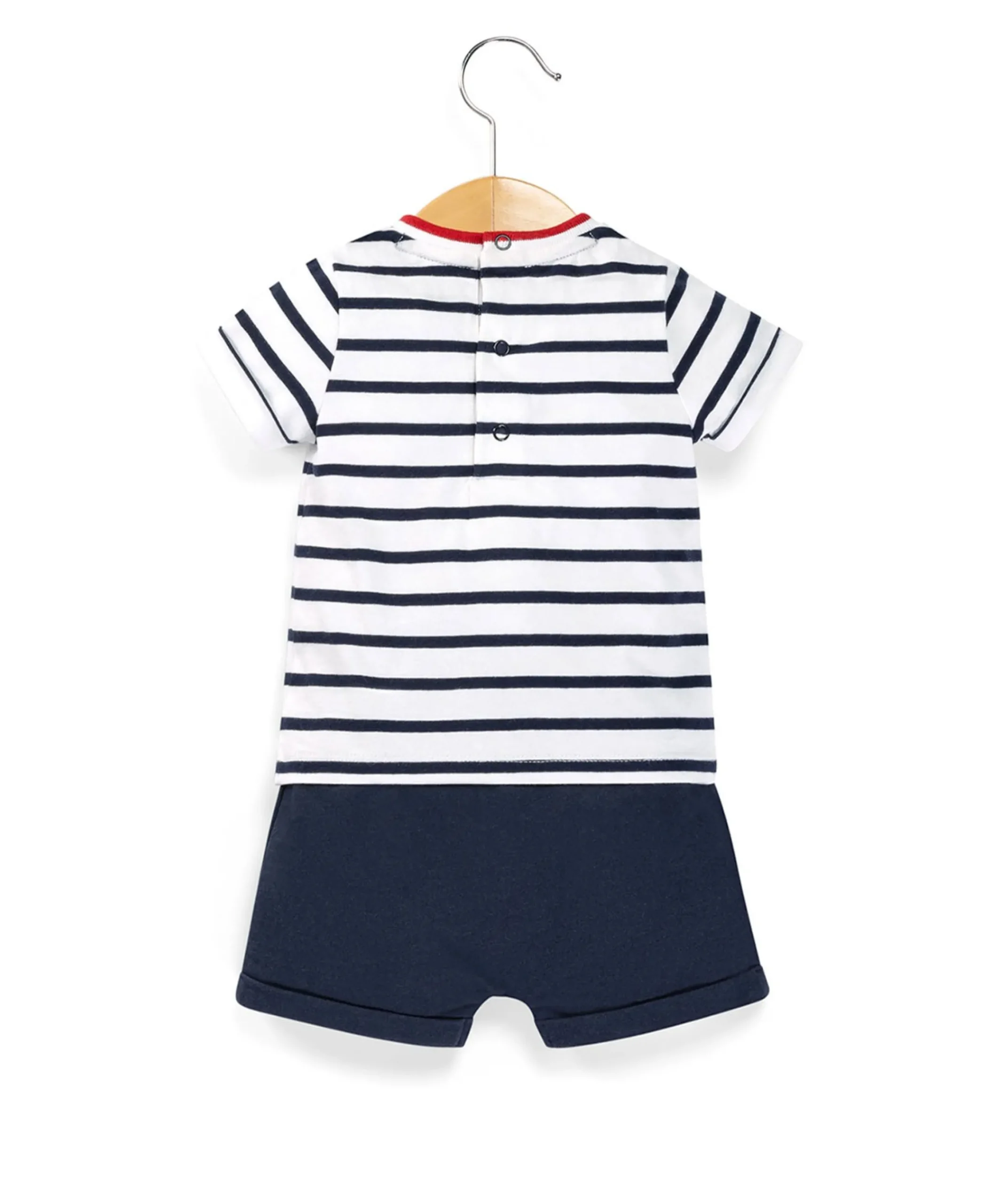 ENS SHORT + HAUT FOND BLANC RAYE INDIGO SHAPI