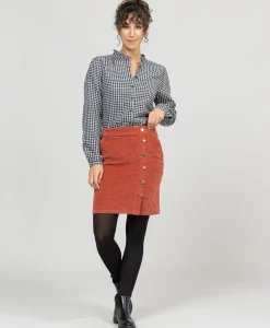 JUPE COURTE ROUGE BRIQUE BINO