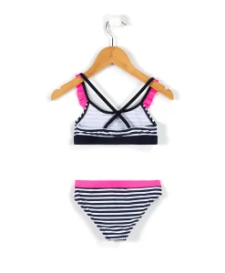 MAILLOT DE BAIN FOND BLANC RAYE BLEU MALISA