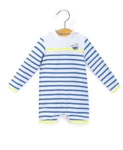 MAILLOT DE BAIN FOND BLANC RAYE BLEU YBIN