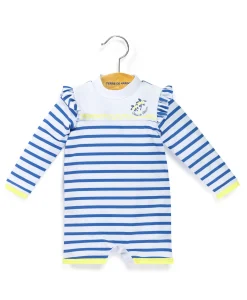 MAILLOT DE BAIN FOND BLANC RAYE BLEU YBRASS
