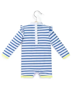 MAILLOT DE BAIN FOND BLANC RAYE BLEU YBRASS