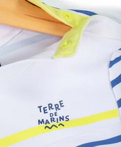 MAILLOT DE BAIN FOND BLANC RAYE BLEU YBATO