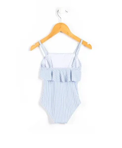 MAILLOT DE BAIN FOND BLANC RAYE BLEU YVANO