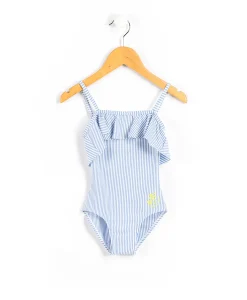 MAILLOT DE BAIN FOND BLANC RAYE BLEU YVANO