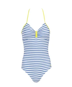MAILLOT DE BAIN FOND BLANC RAYE BLEU YMAYA