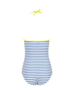 MAILLOT DE BAIN FOND BLANC RAYE BLEU YMAYA