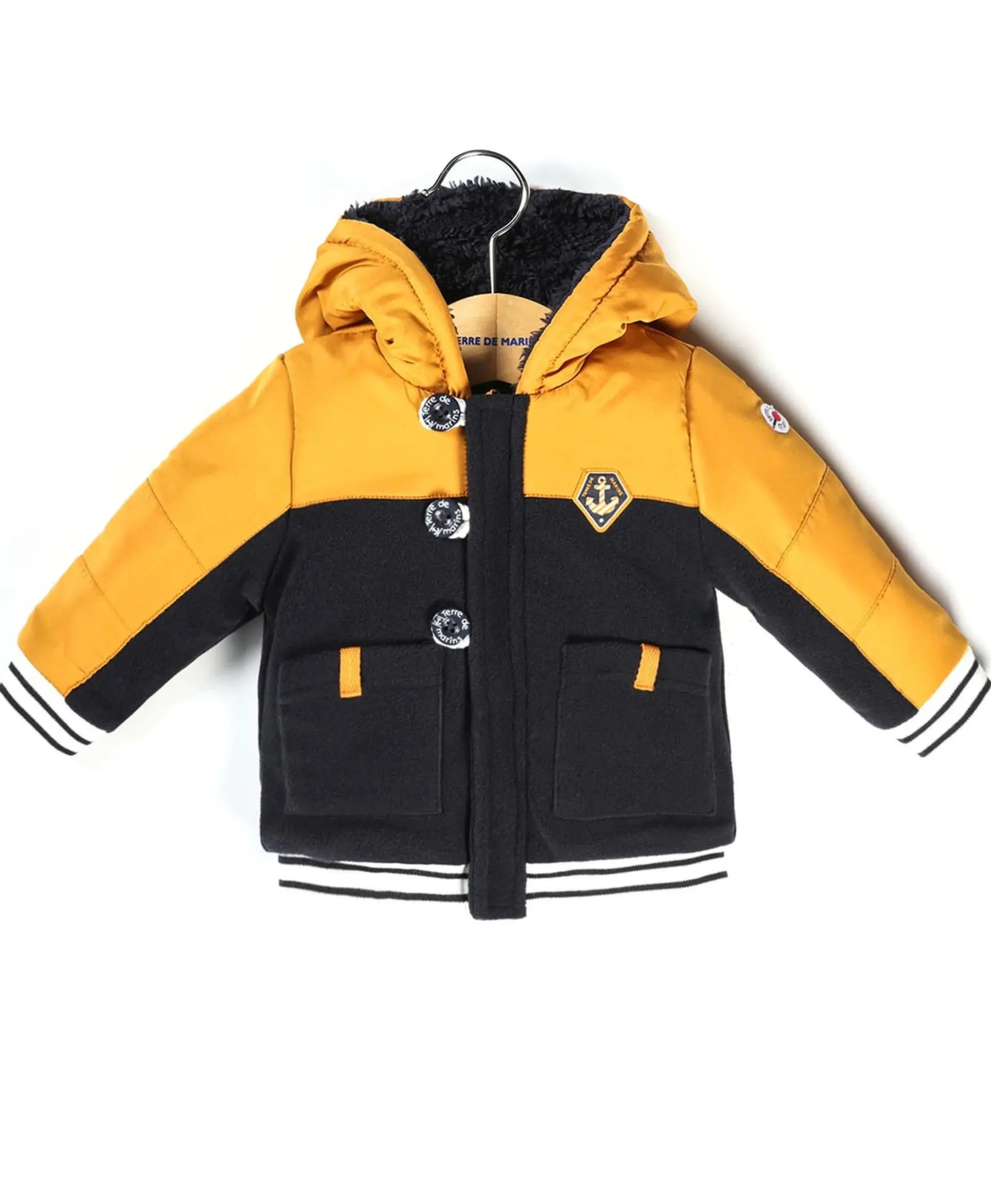 MANTEAU INDIGO/ JAUNE OCRE DJO