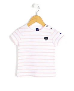 MARINIERE MC FOND BLANC OPTIQUE RAYE ROSE POBATI BIS