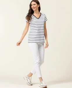 MARINIERE MC FOND BLANC RAYE INDIGO PALAVA