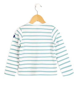 MARINIERE ML FD NATUREL RAYE VERT D'EAU POBATI