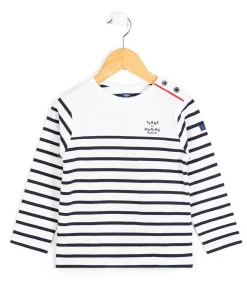 MARINIERE ML FOND BLANC OPT RAYE MARINE CABATAGE