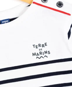 MARINIERE ML FOND BLANC OPT RAYE MARINE CABATAGE