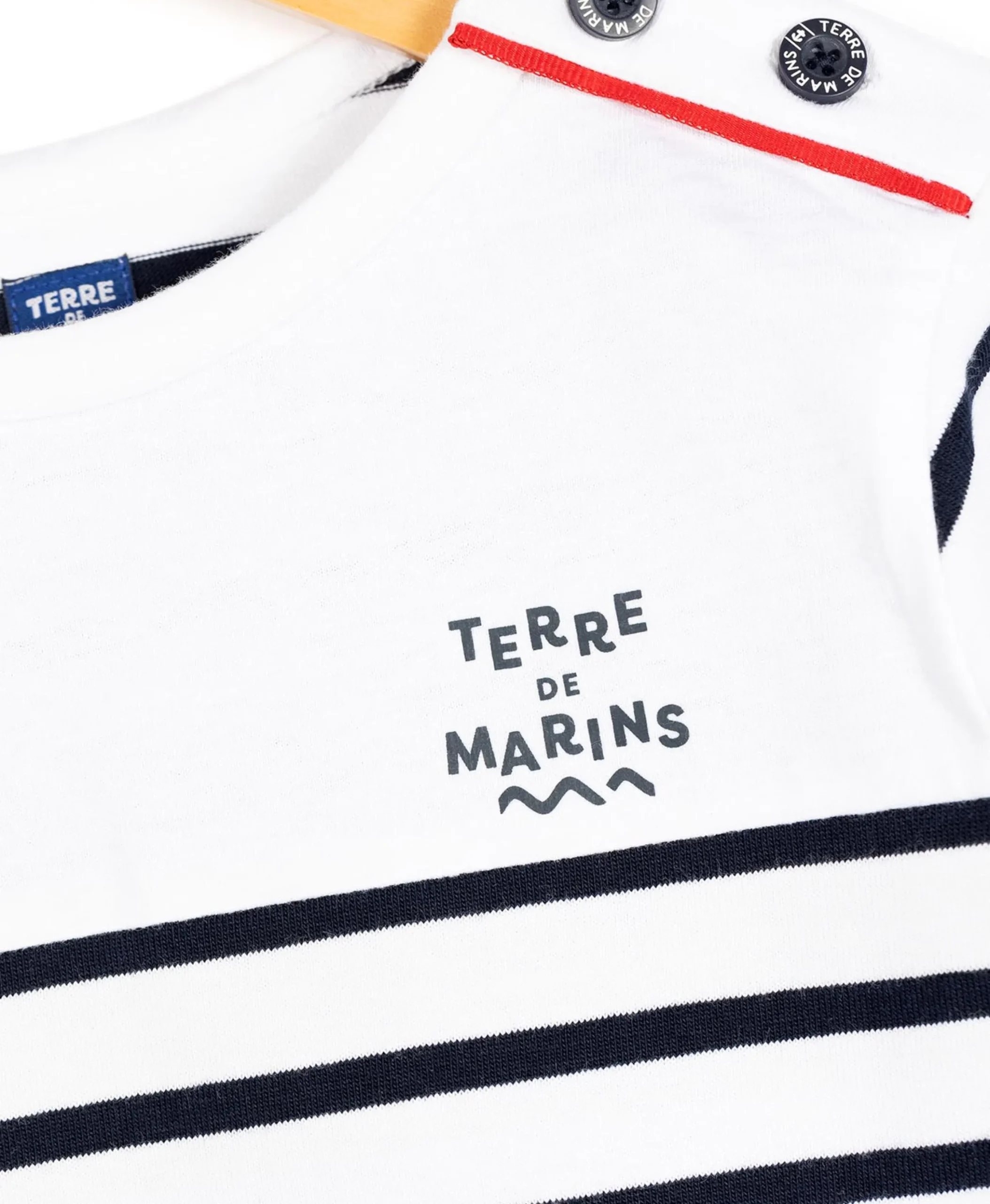 MARINIERE ML FOND BLANC OPT RAYE MARINE CABATAGE