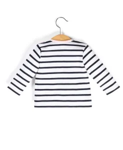 MARINIERE ML FOND BLANC RAYE INDIGO PESTELA