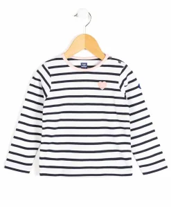 MARINIERE ML FOND BLANC RAYE INDIGO POBATI
