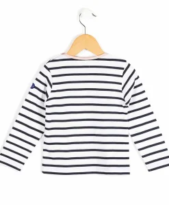 MARINIERE ML FOND BLANC RAYE INDIGO POBATI